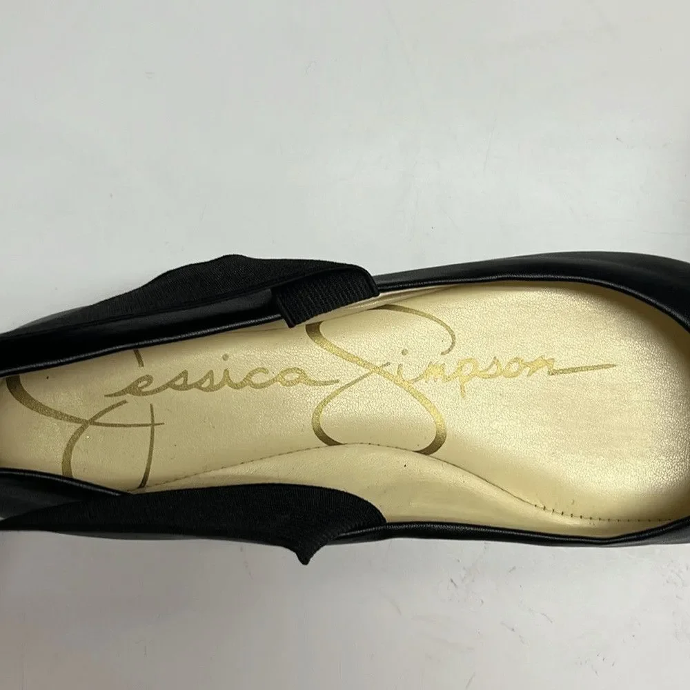 Jessica Simpson Black Criss Cross Ankle Ballet Rounded Toe Flats- 6.5M
